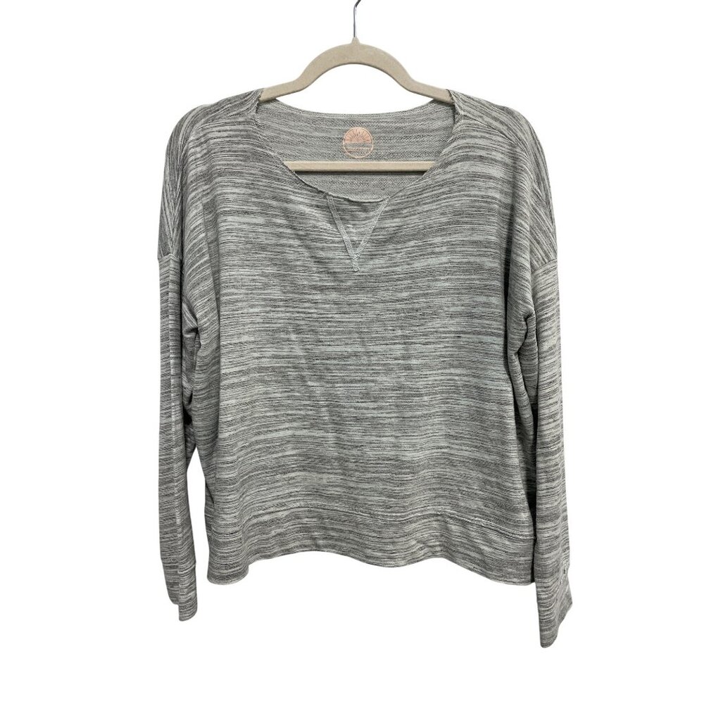 Sundown Shirt Size Small Long Sleeve Pullover Top Heather Gray Relaxed Essential